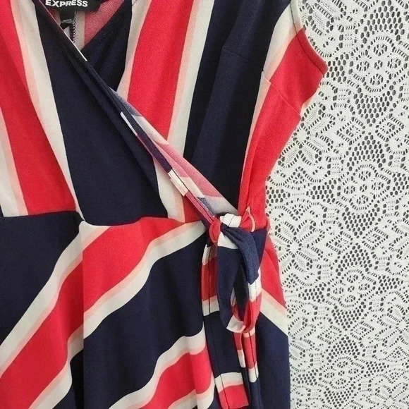 Express Striped Wrap High Low Stretched  Mini Tank Dress L - Picture 4 of 8